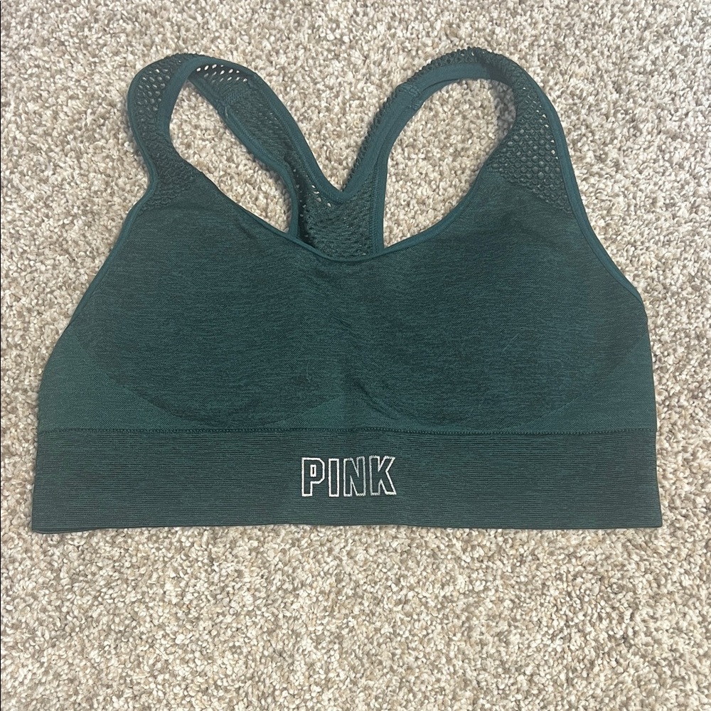 PINK Victoria's Secret Dark Green Sports Bra